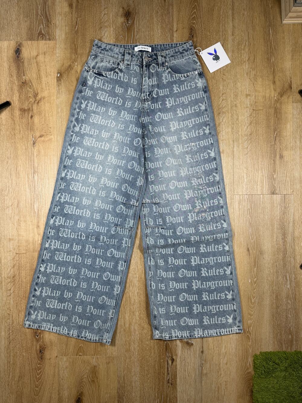 Playboy Pbyor Wide Leg Jeans Blue Women’s Size 28 Small Brand New